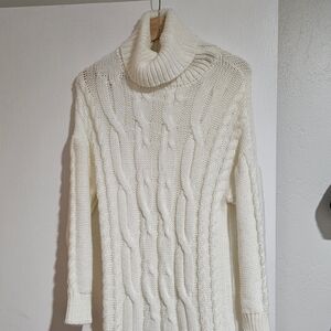 White sweater dress high neck knit